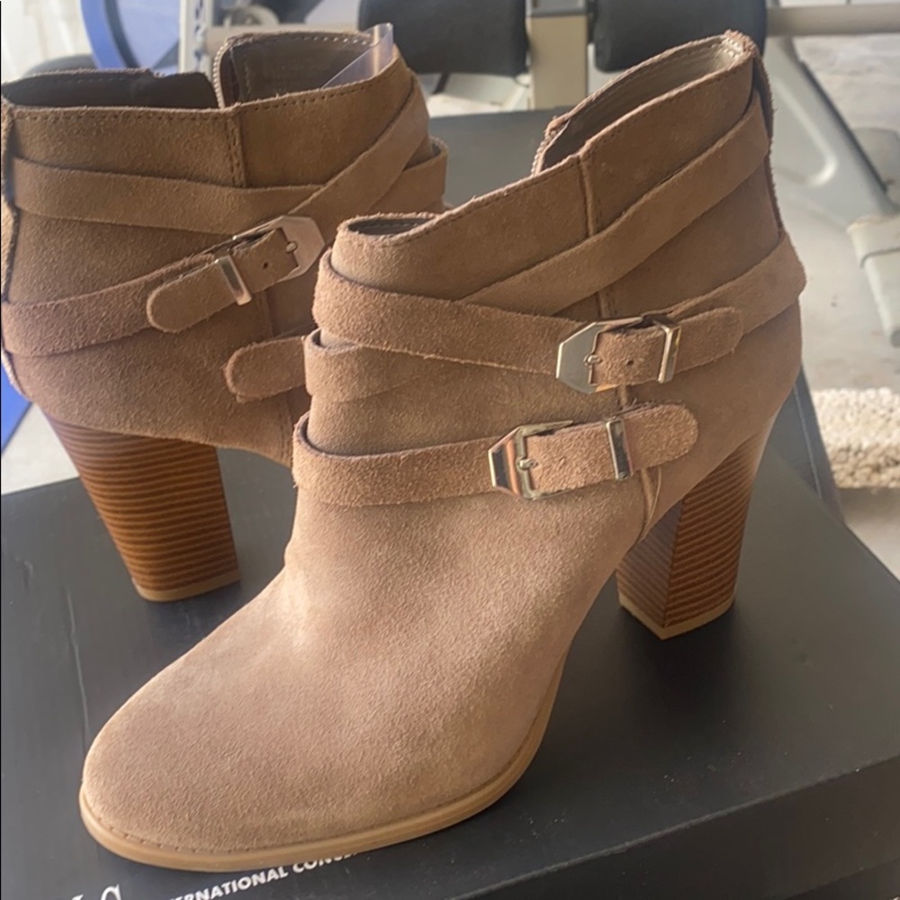 INC suede ankle booties
